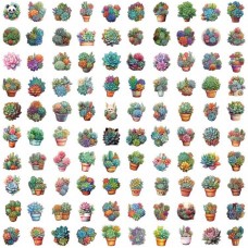 Set De 50 Stickers Suculentas Plantas Decoración Jardin Flor